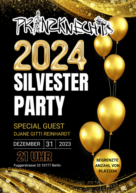 Gold & Black Simple New Year Party Document A4 (594 x 841 mm)